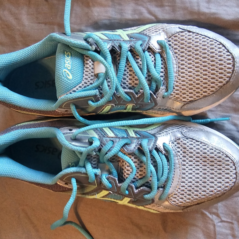 Asics Gray and Teal Running Shoes